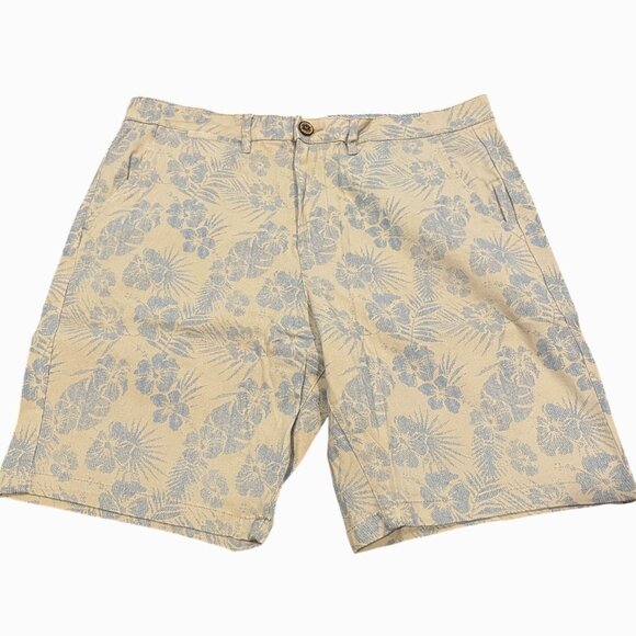 NWT Jachs NY Men's 31 Printed Stretch Chino 9" Bleecker Short Khaki Blue Floral - Picture 2 of 9
